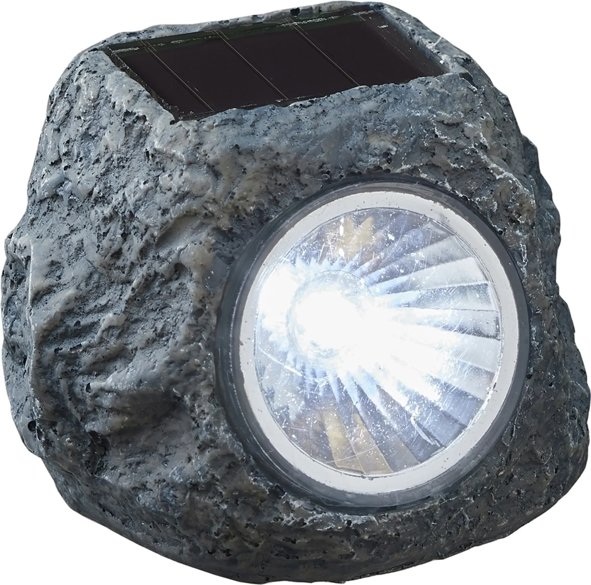 Cepewa Solarleuchte "Stein" – 6,5 × 6 × 5 cm, Grau